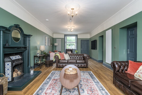 Elegant living room interior by UK property photographer, showcasing a stylish North Wales home.