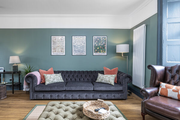 Luxurious living room captured by UK property photographer, specializing in North Wales interiors.