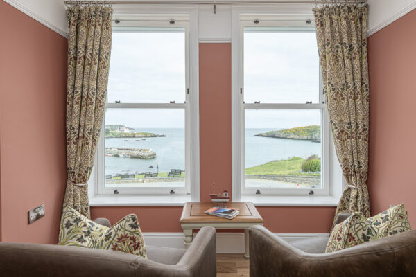 Cozy UK property with sea view, shot by North Wales photographer. Perfect for real estate showcase.