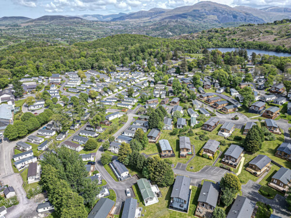 Aerial view of a picturesque UK property community in North Wales captured by a talented property photographer.